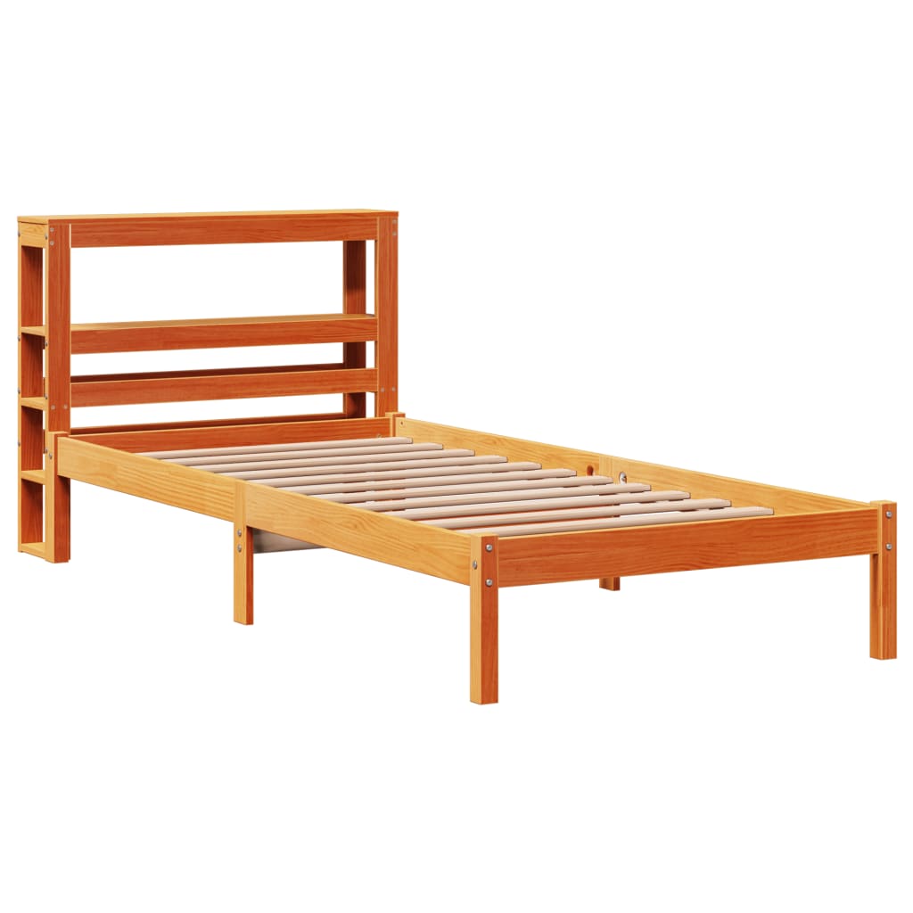 Cadre de lit avec tête de lit sans matelas cire marron 75x190cm - XIOS