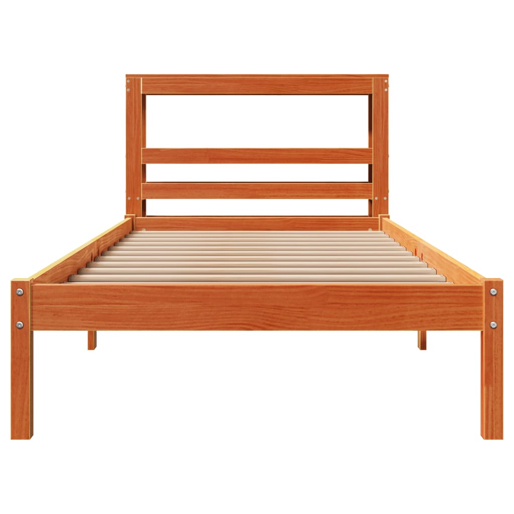 Cadre de lit avec tête de lit sans matelas cire marron 75x190cm - XIOS
