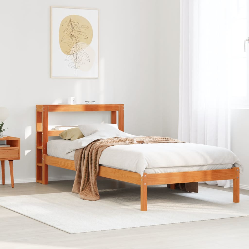Cadre de lit avec tête de lit sans matelas cire marron 75x190cm - XIOS