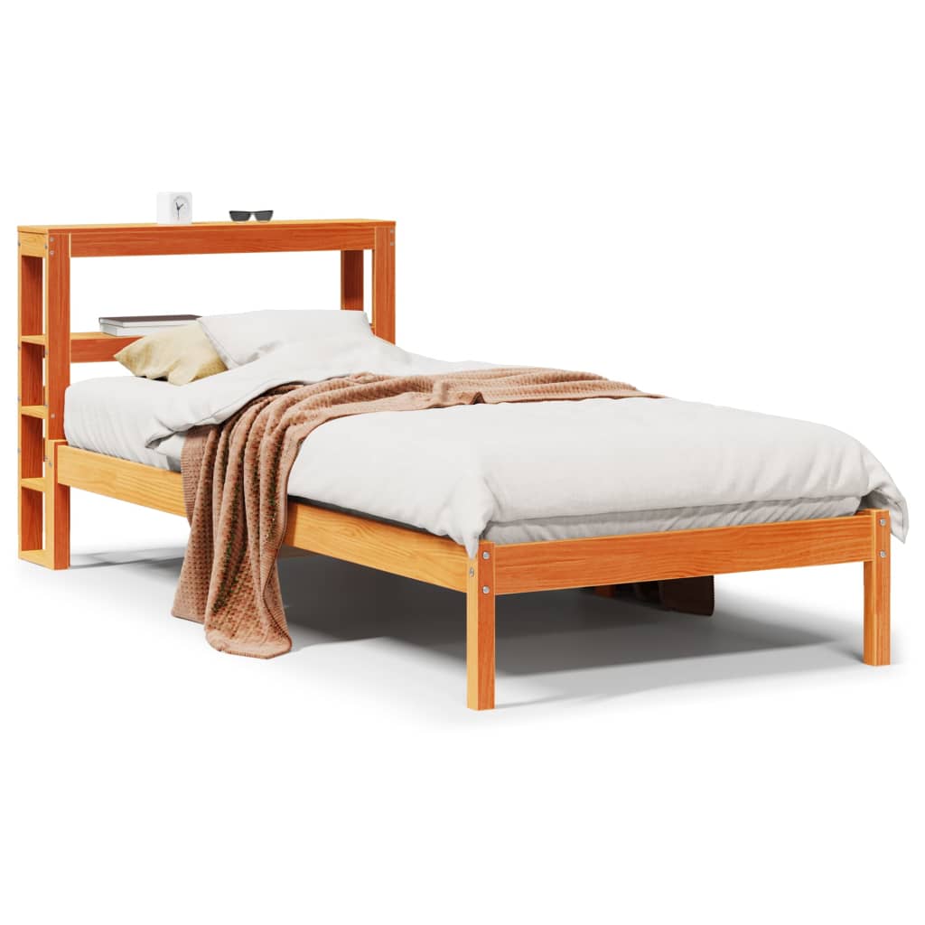 Cadre de lit et tête de lit sans matelas cire marron 100x200 cm - XIOS