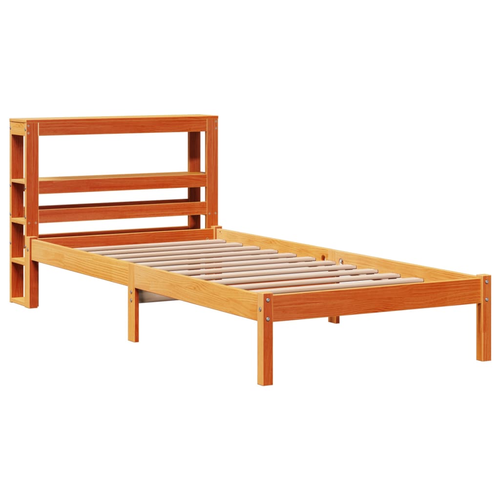 Cadre de lit et tête de lit sans matelas cire marron 100x200 cm - XIOS