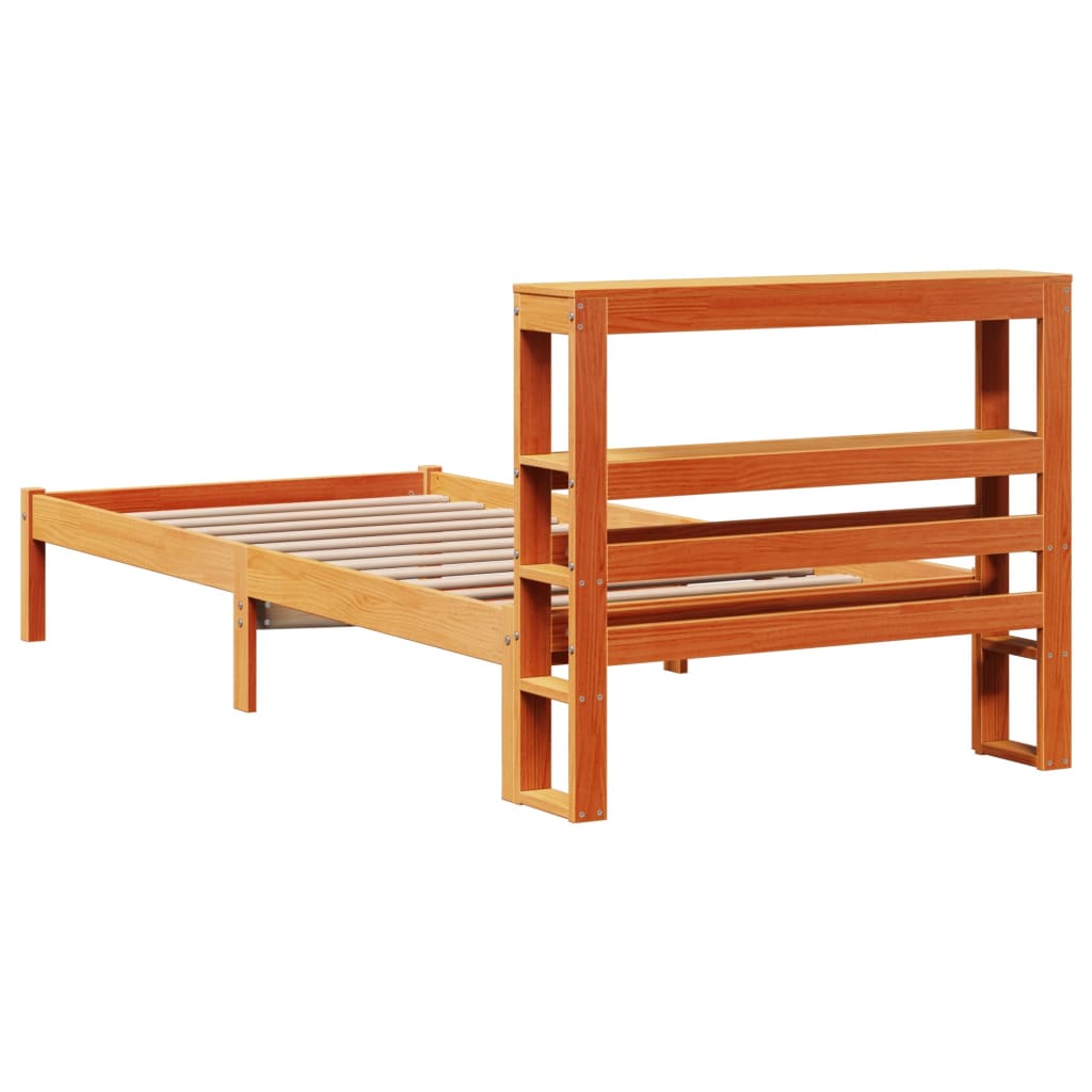 Cadre de lit et tête de lit sans matelas cire marron 100x200 cm - XIOS