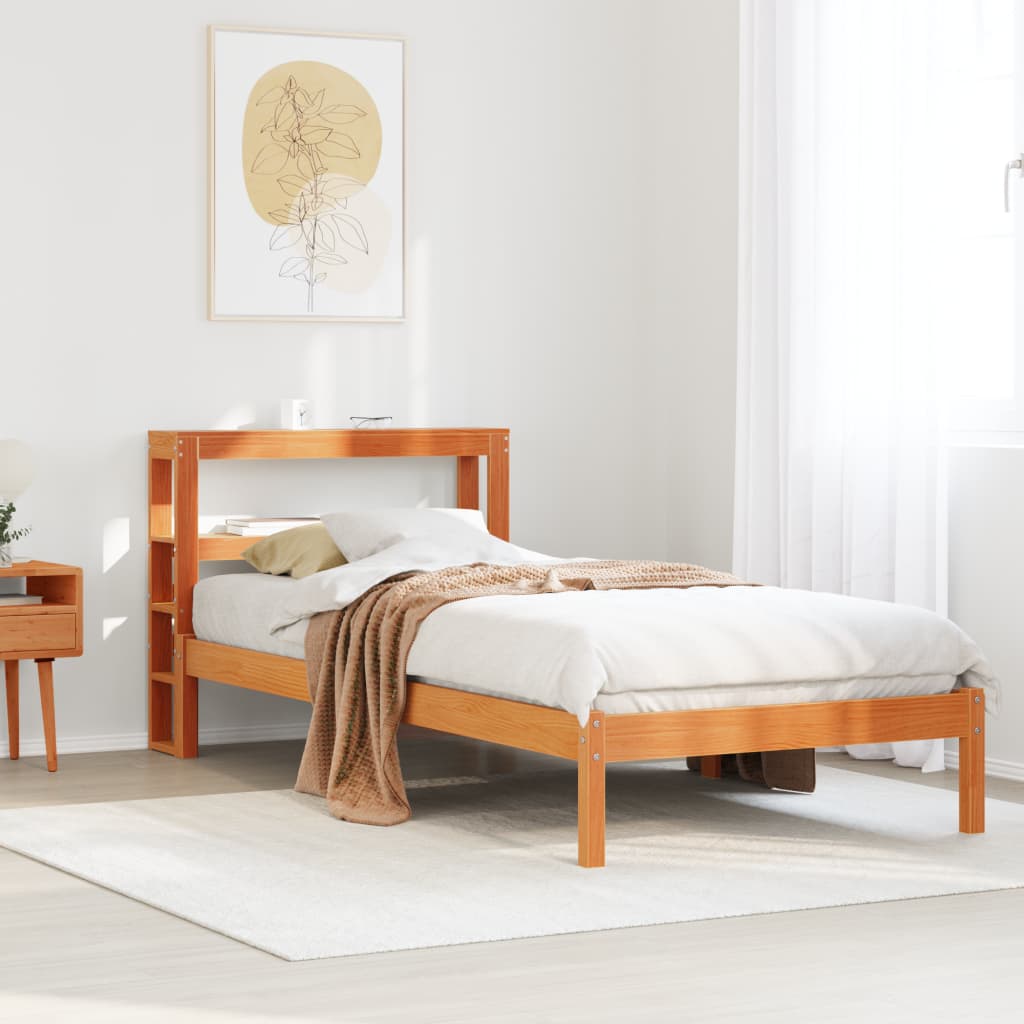 Cadre de lit et tête de lit sans matelas cire marron 100x200 cm - XIOS