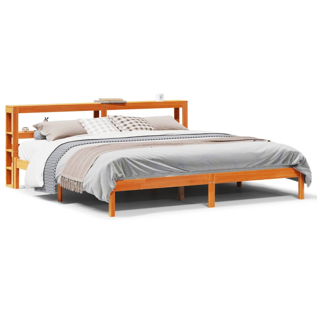 Cadre de lit et tête de lit sans matelas cire marron 200x200 cm - XIOS