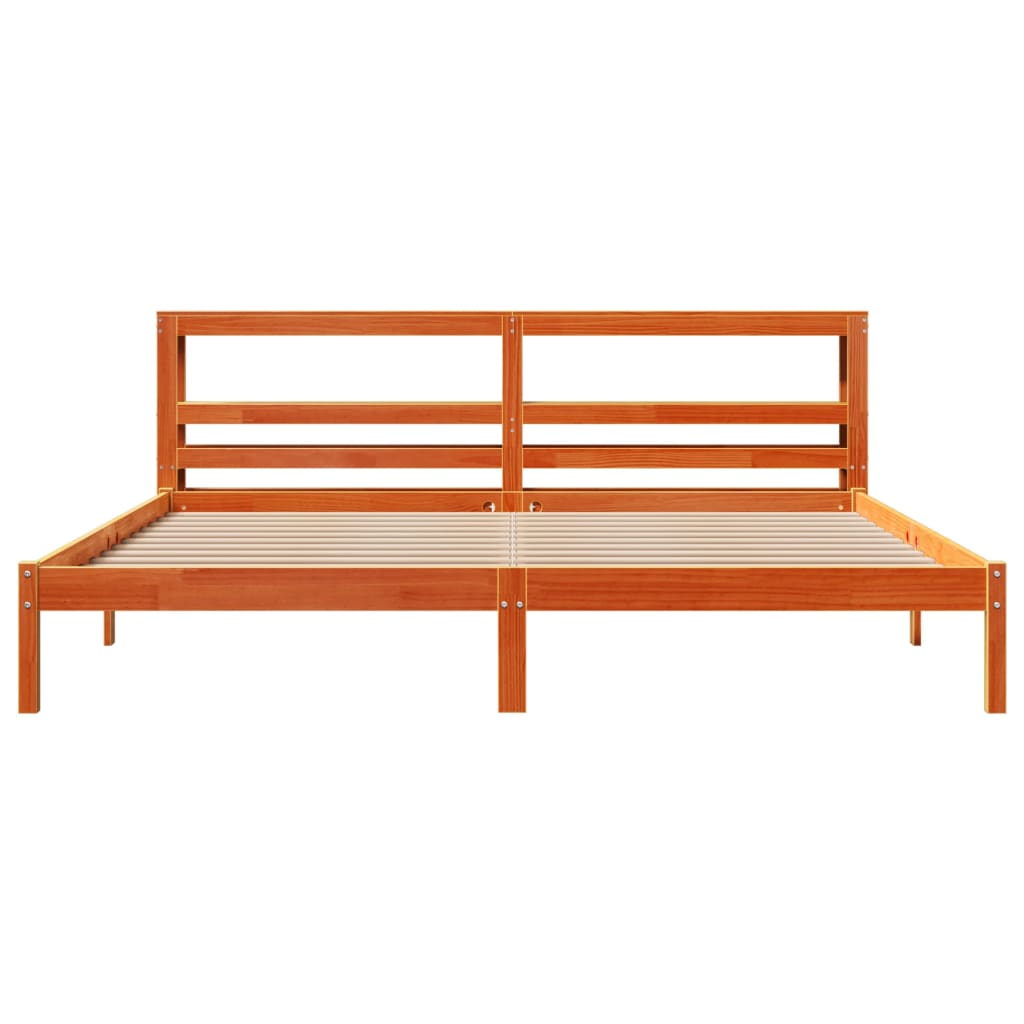 Cadre de lit et tête de lit sans matelas cire marron 200x200 cm - XIOS