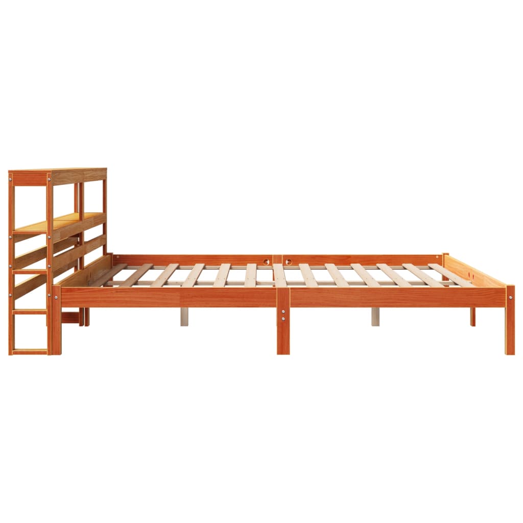 Cadre de lit et tête de lit sans matelas cire marron 200x200 cm - XIOS