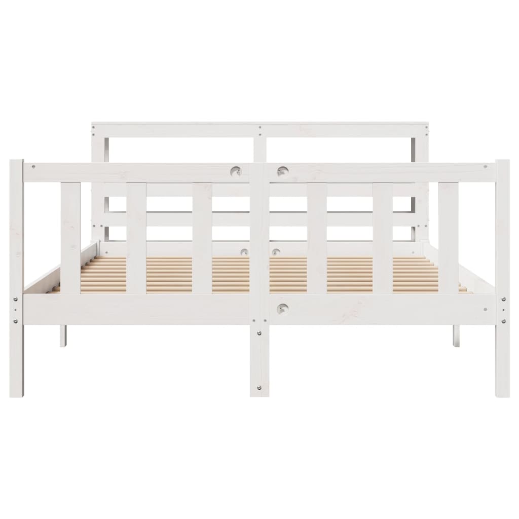 Cadre de lit sans matelas blanc 140x190 cm bois de pin massif - XIOS