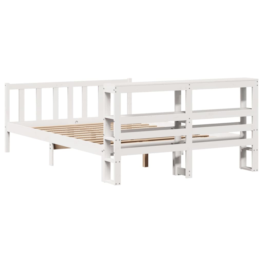 Cadre de lit sans matelas blanc 140x190 cm bois de pin massif - XIOS