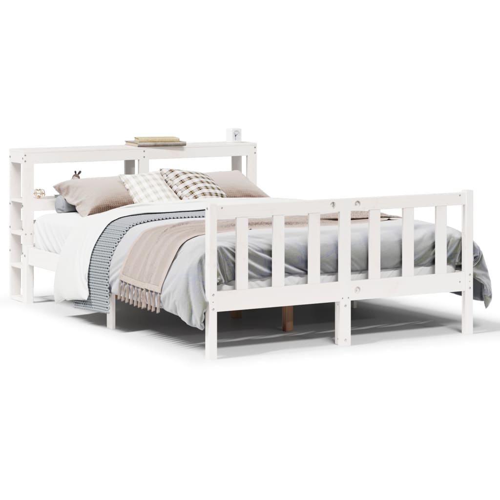 Cadre de lit sans matelas blanc 120x200 cm bois de pin massif - XIOS