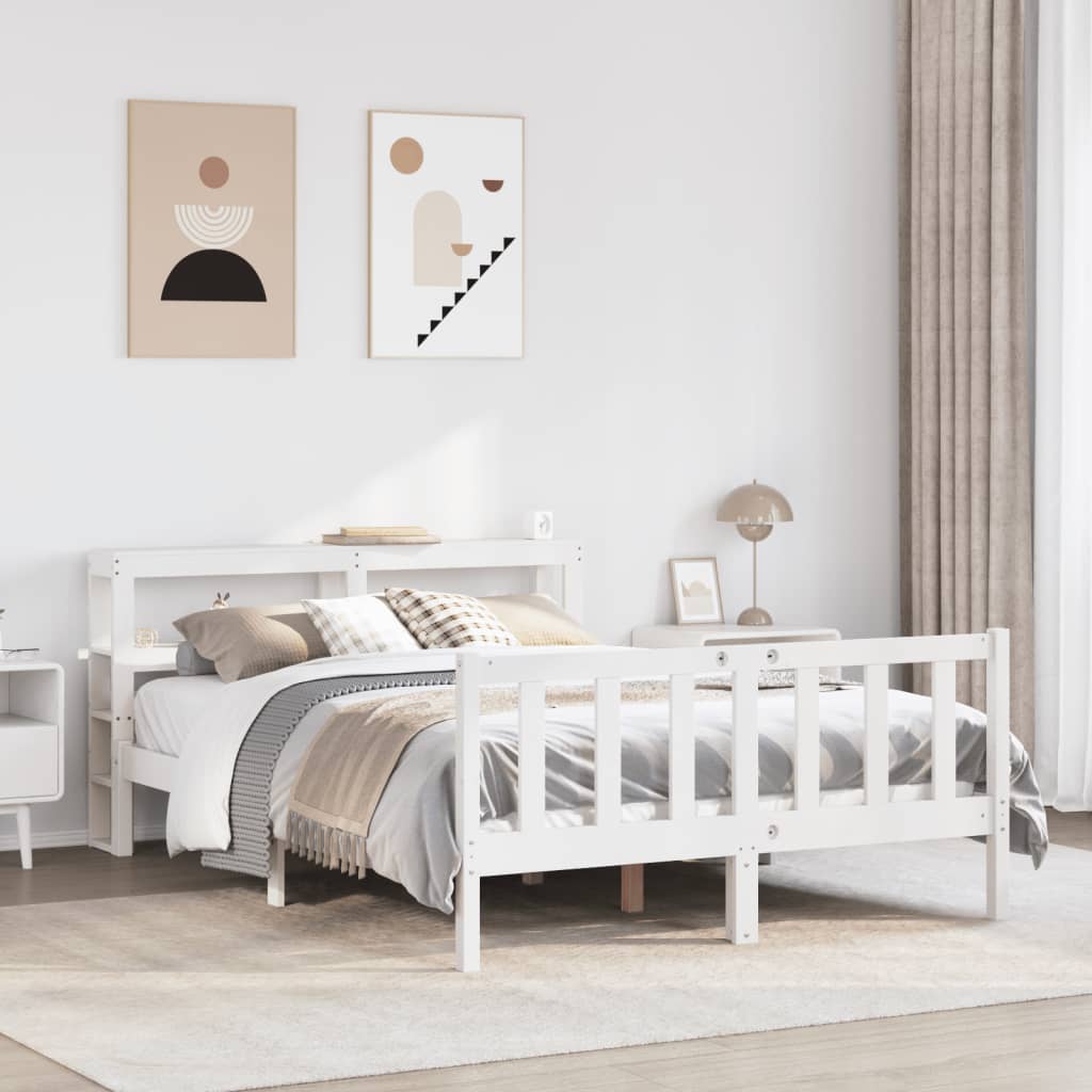 Cadre de lit sans matelas blanc 120x200 cm bois de pin massif - XIOS