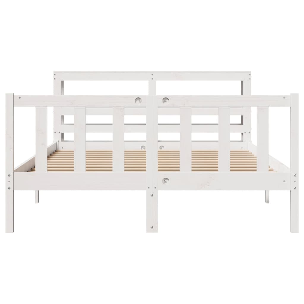 Cadre de lit sans matelas blanc 140x200 cm bois de pin massif - XIOS