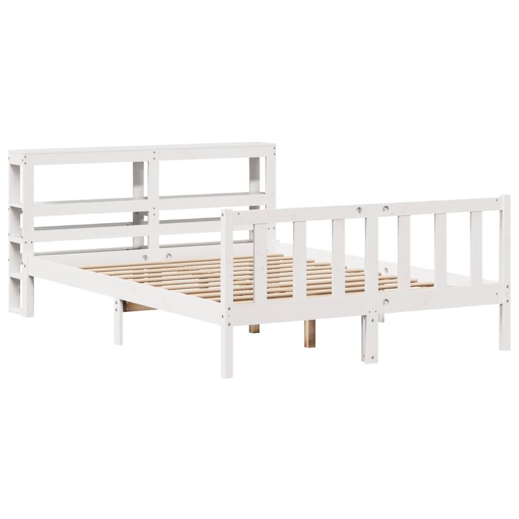 Cadre de lit sans matelas blanc 150x200 cm bois de pin massif - XIOS