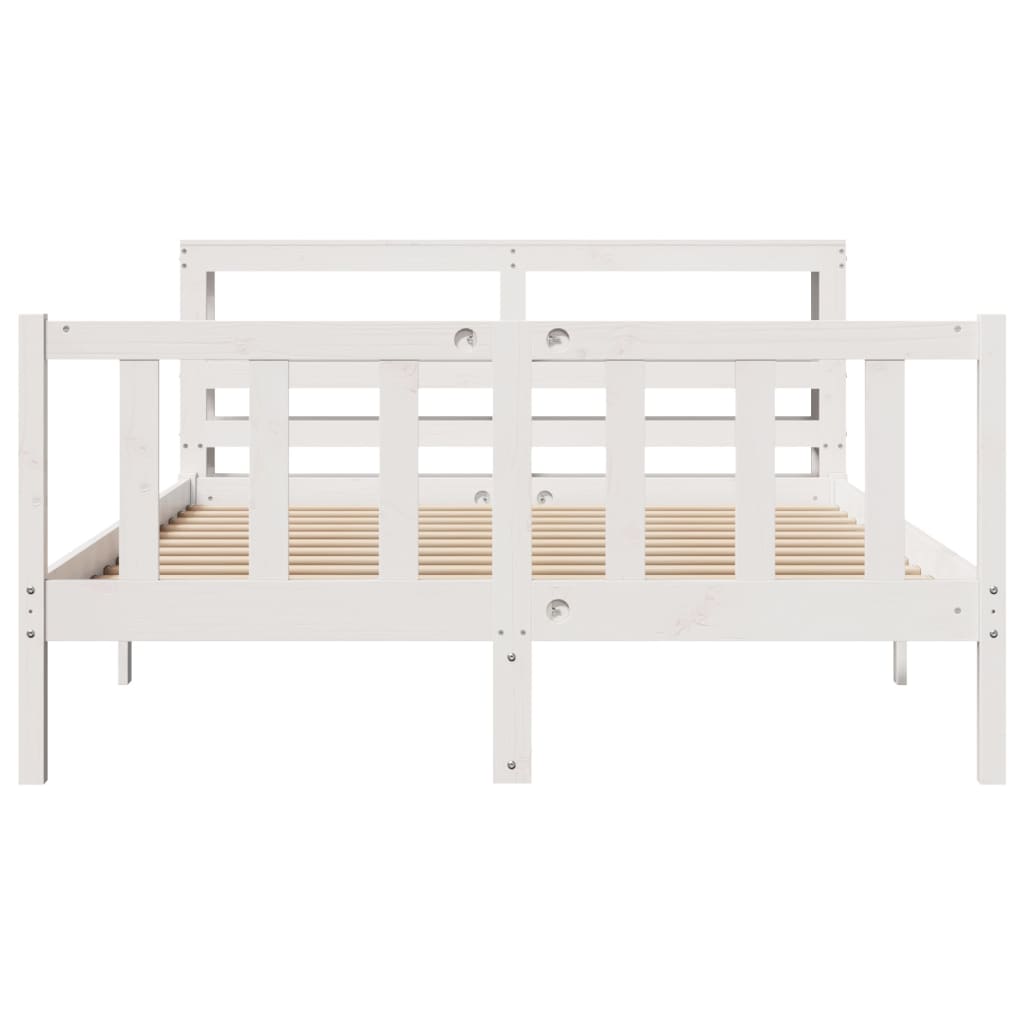 Cadre de lit sans matelas blanc 150x200 cm bois de pin massif - XIOS