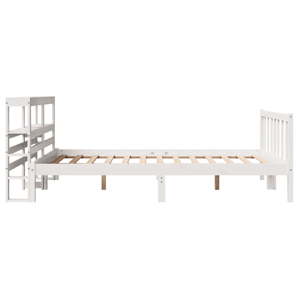 Cadre de lit sans matelas blanc 150x200 cm bois de pin massif - XIOS