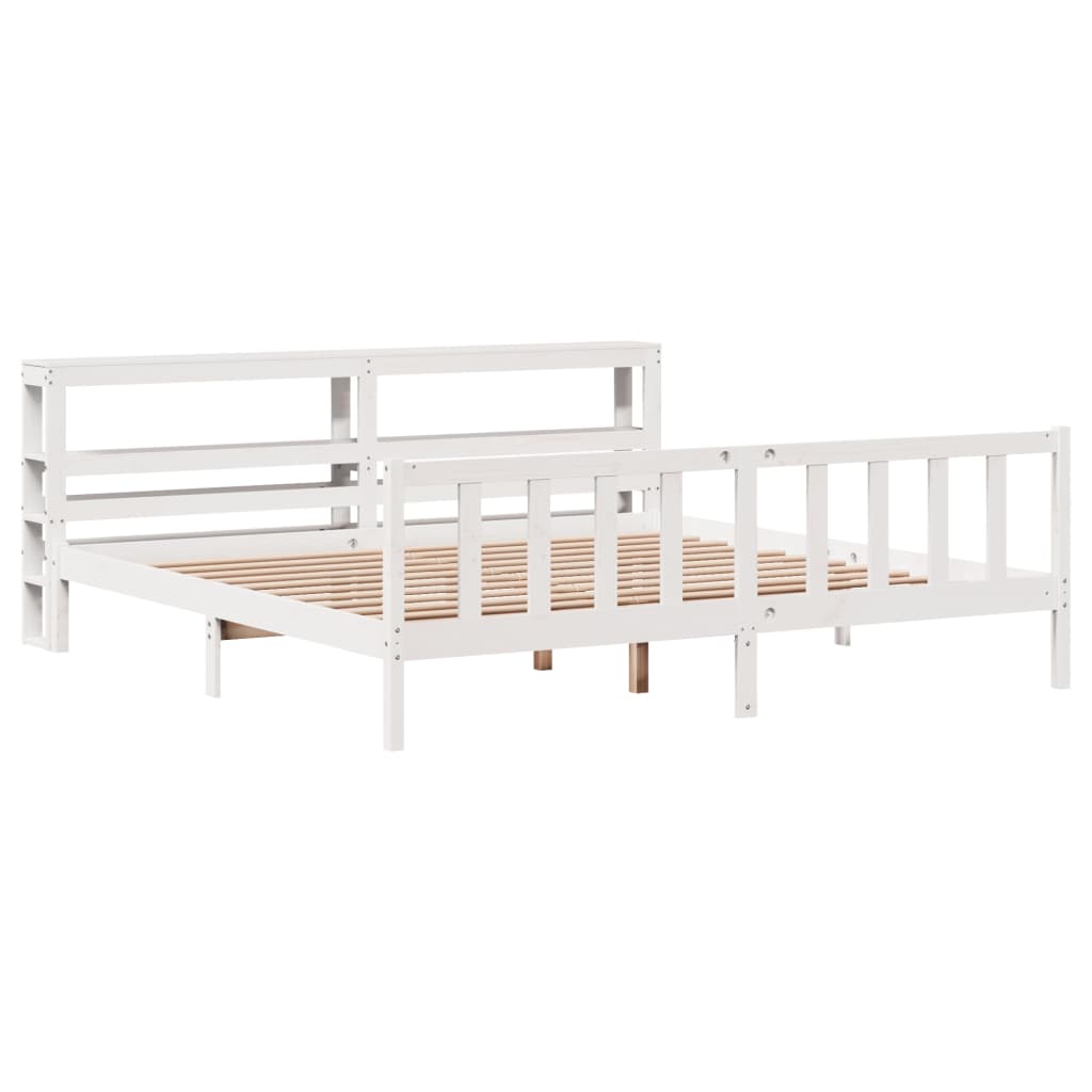 Cadre de lit sans matelas blanc 180x200 cm bois massif de pin - XIOS