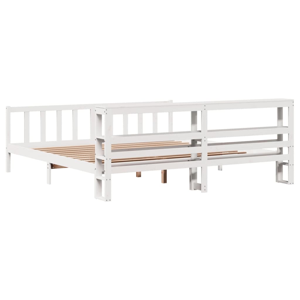 Cadre de lit sans matelas blanc 180x200 cm bois massif de pin - XIOS