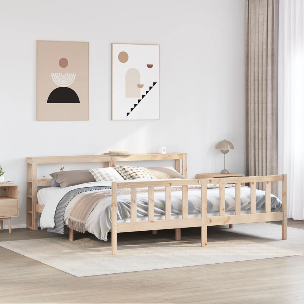 Cadre de lit sans matelas 200x200 cm bois massif de pin - XIOS