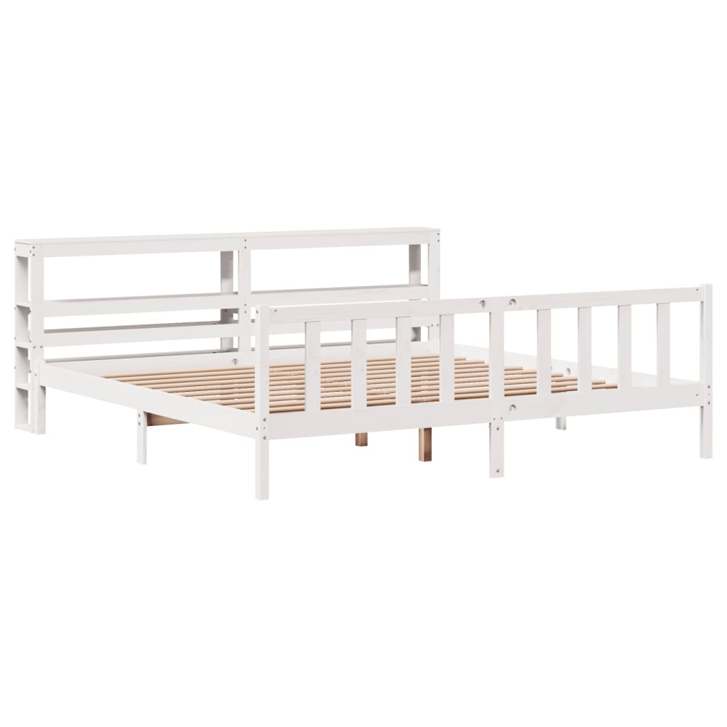 Cadre de lit sans matelas blanc 200x200 cm bois massif de pin - XIOS