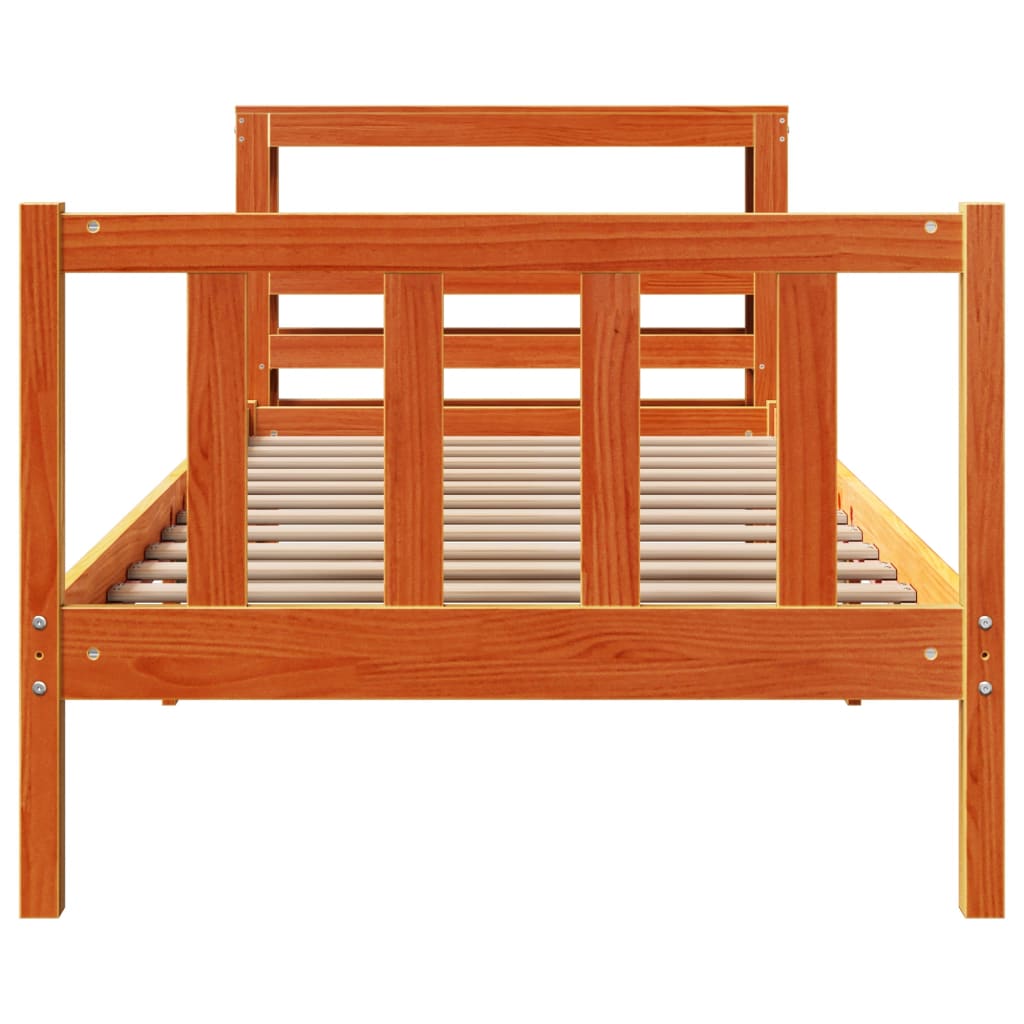 Cadre de lit avec tête de lit sans matelas cire marron 90x190cm - XIOS
