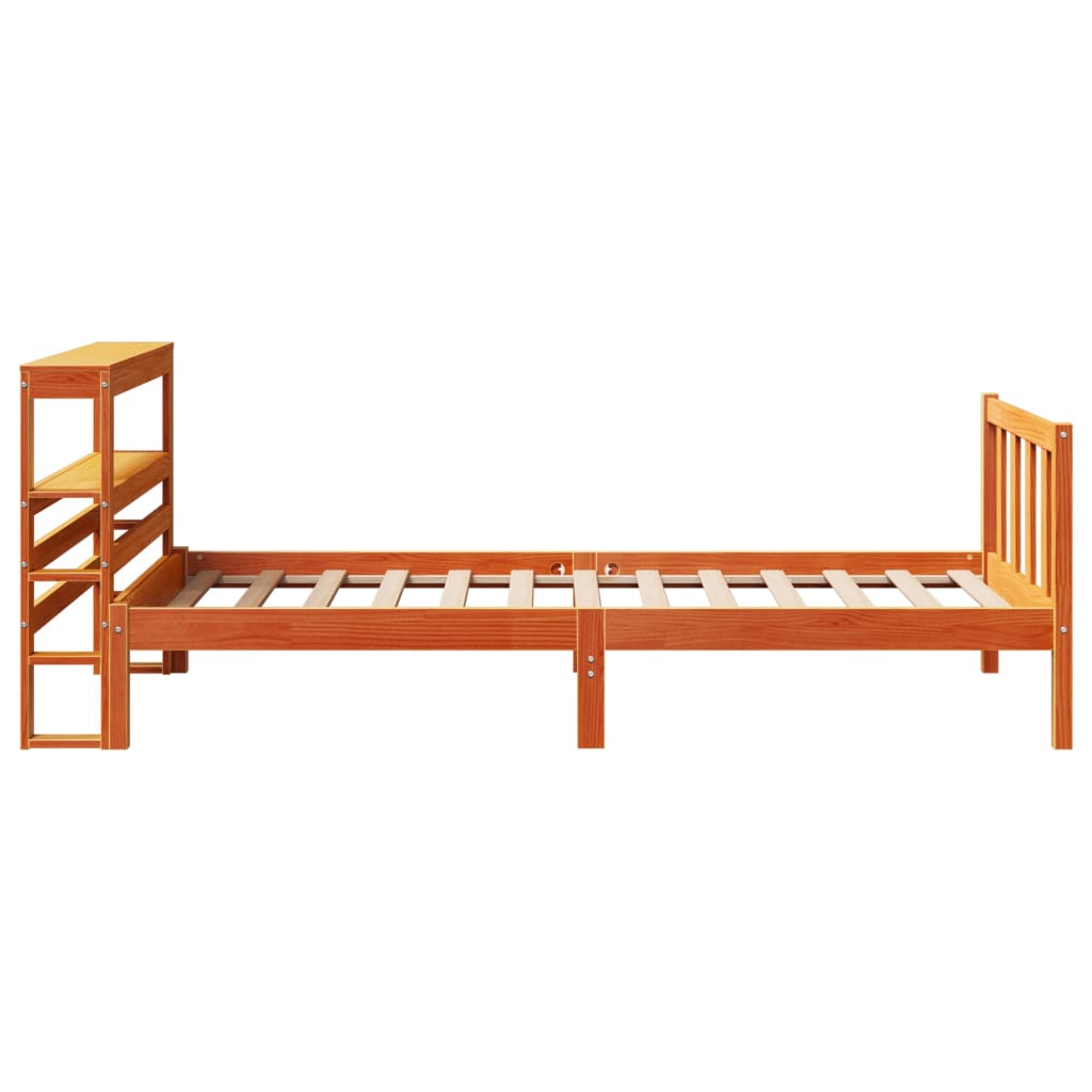 Cadre de lit avec tête de lit sans matelas cire marron 90x190cm - XIOS