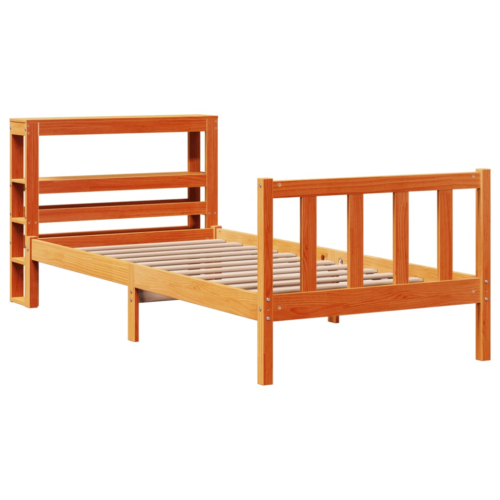 Cadre de lit et tête de lit sans matelas cire marron 100x200 cm - XIOS