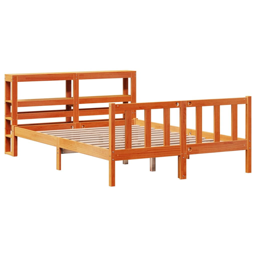 Cadre de lit et tête de lit sans matelas cire marron 120x200 cm - XIOS