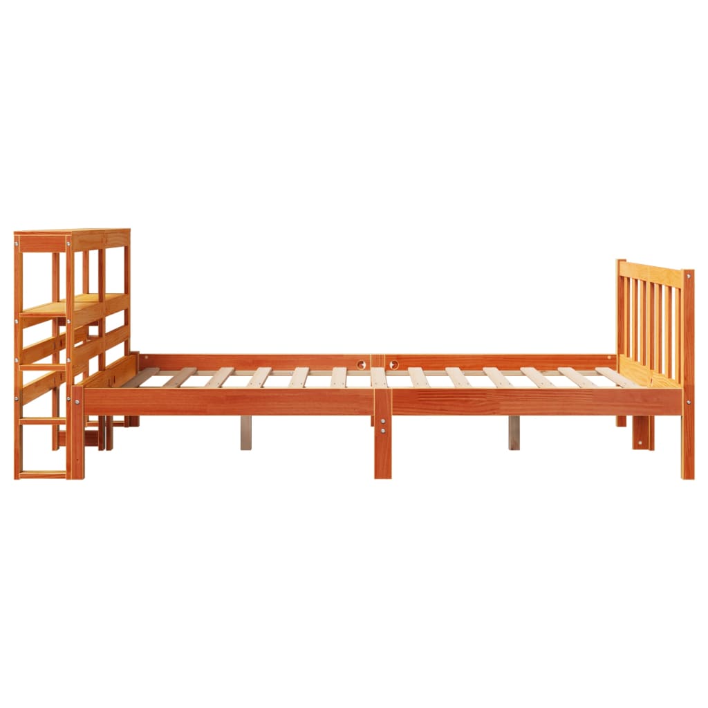 Cadre de lit et tête de lit sans matelas cire marron 120x200 cm - XIOS