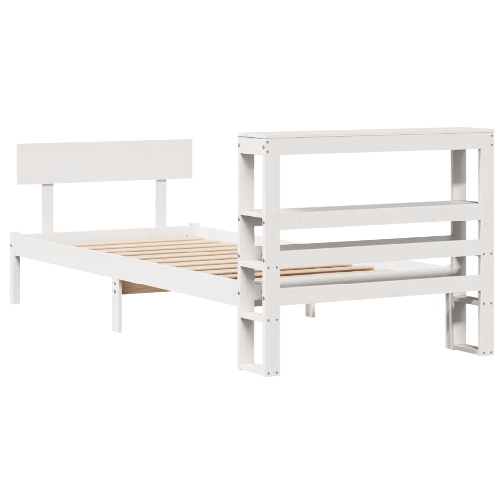 Cadre de lit sans matelas blanc 75x190 cm bois de pin massif - XIOS
