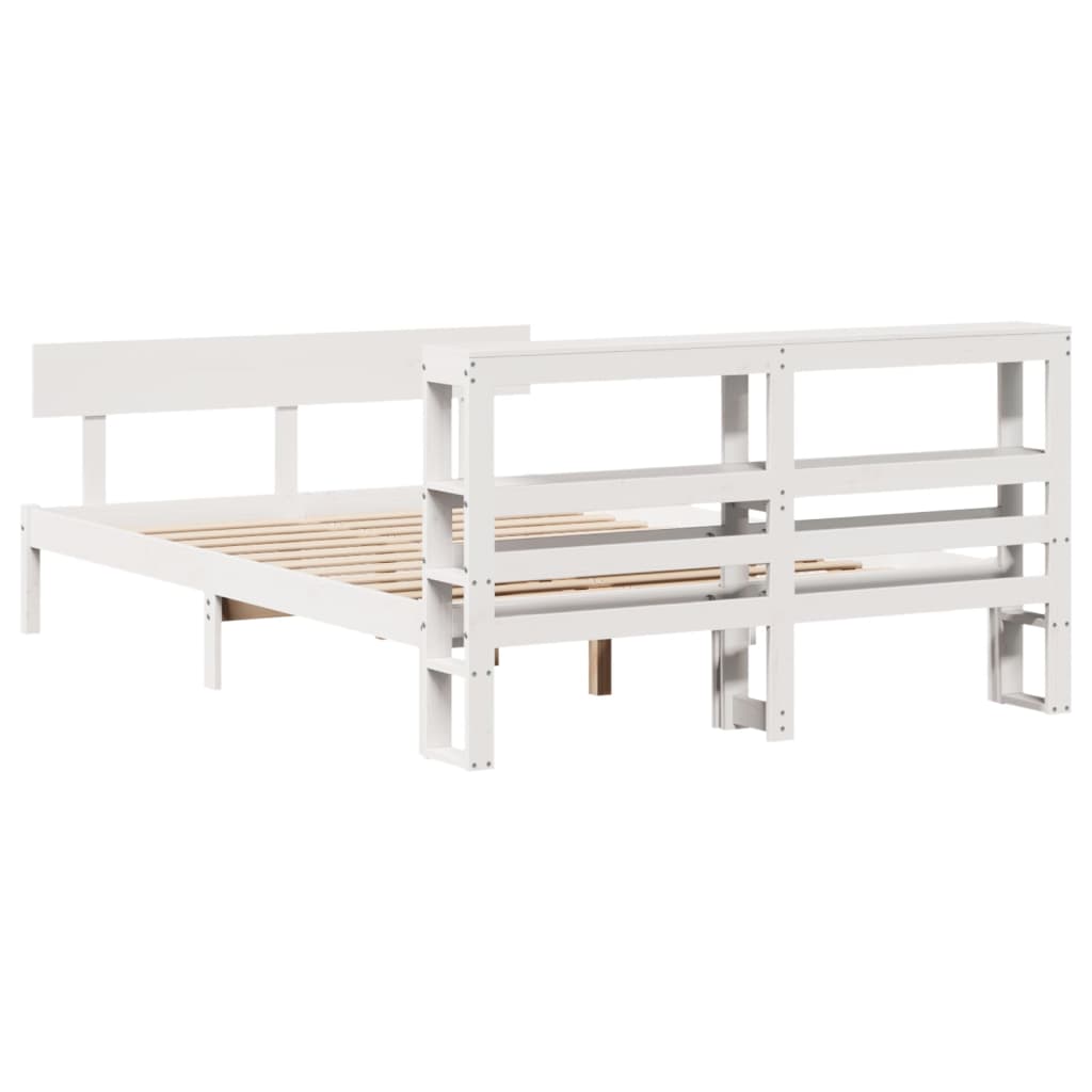 Cadre de lit sans matelas blanc 120x190 cm bois de pin massif - XIOS