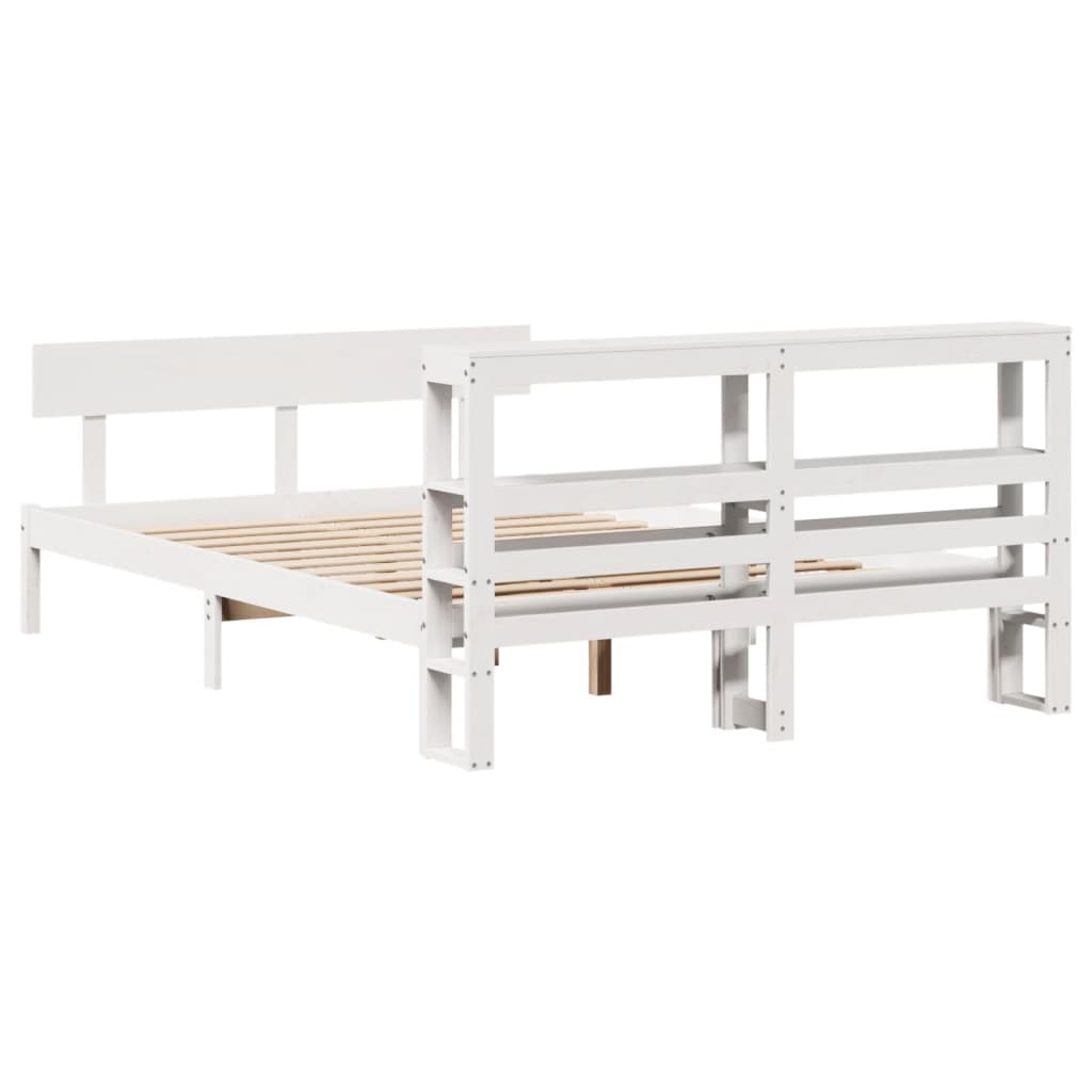 Cadre de lit sans matelas blanc 135x190 cm bois de pin massif - XIOS