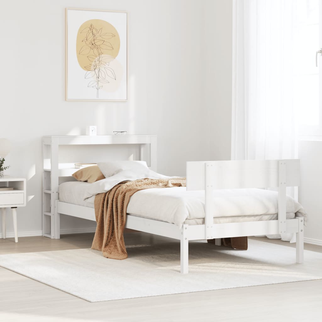 Cadre de lit sans matelas blanc 90x200 cm bois de pin massif - XIOS