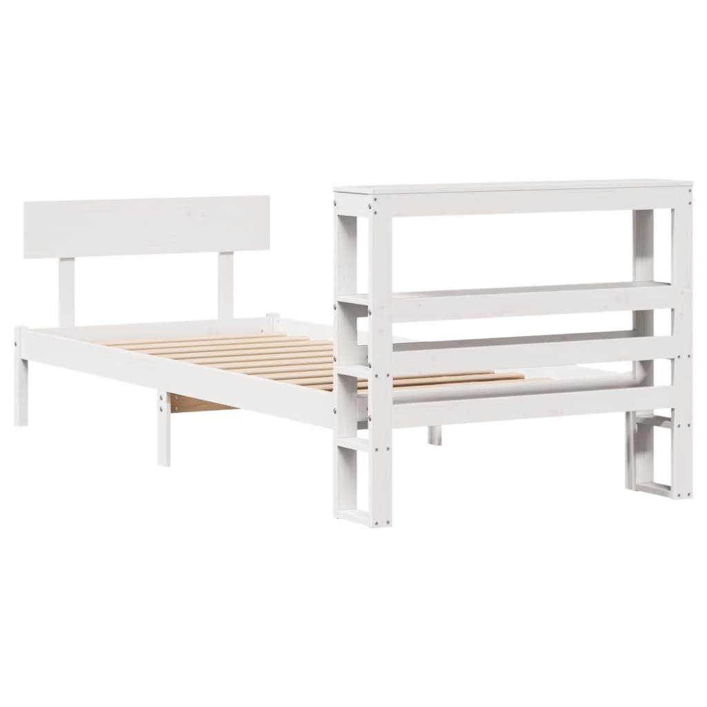 Cadre de lit sans matelas blanc 90x200 cm bois de pin massif - XIOS