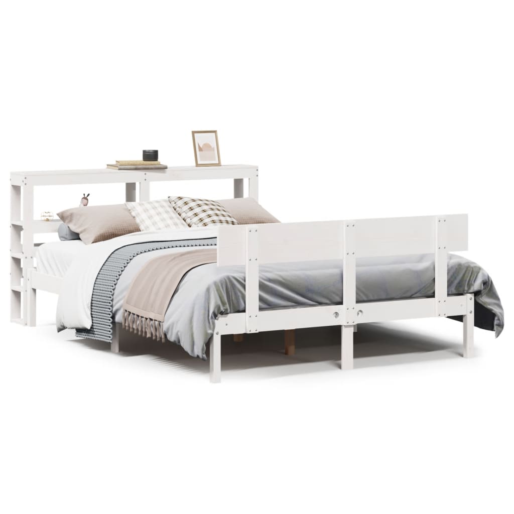 Cadre de lit sans matelas blanc 120x200 cm bois de pin massif - XIOS