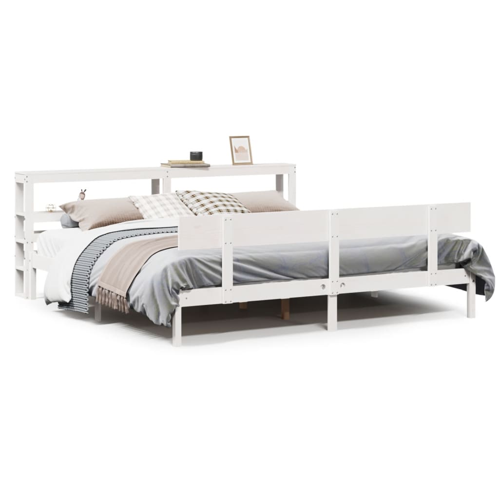 Cadre de lit sans matelas blanc 180x200 cm bois massif de pin - XIOS