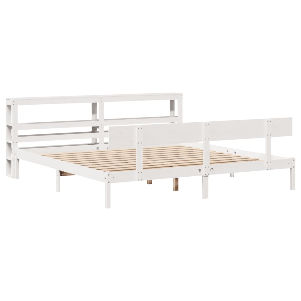 Cadre de lit sans matelas blanc 180x200 cm bois massif de pin - XIOS
