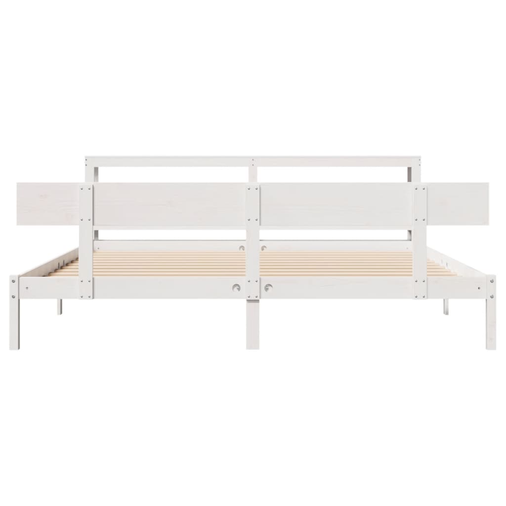 Cadre de lit sans matelas blanc 180x200 cm bois massif de pin - XIOS