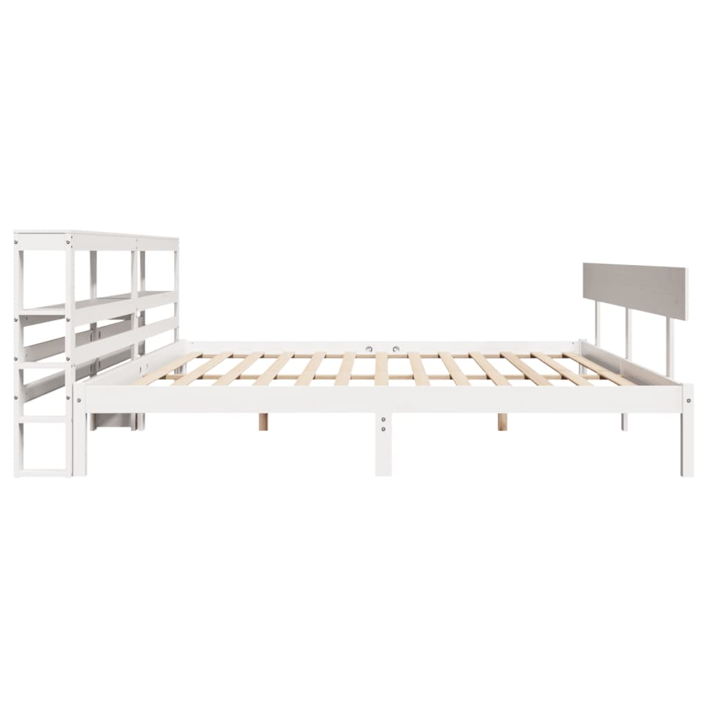 Cadre de lit sans matelas blanc 180x200 cm bois massif de pin - XIOS
