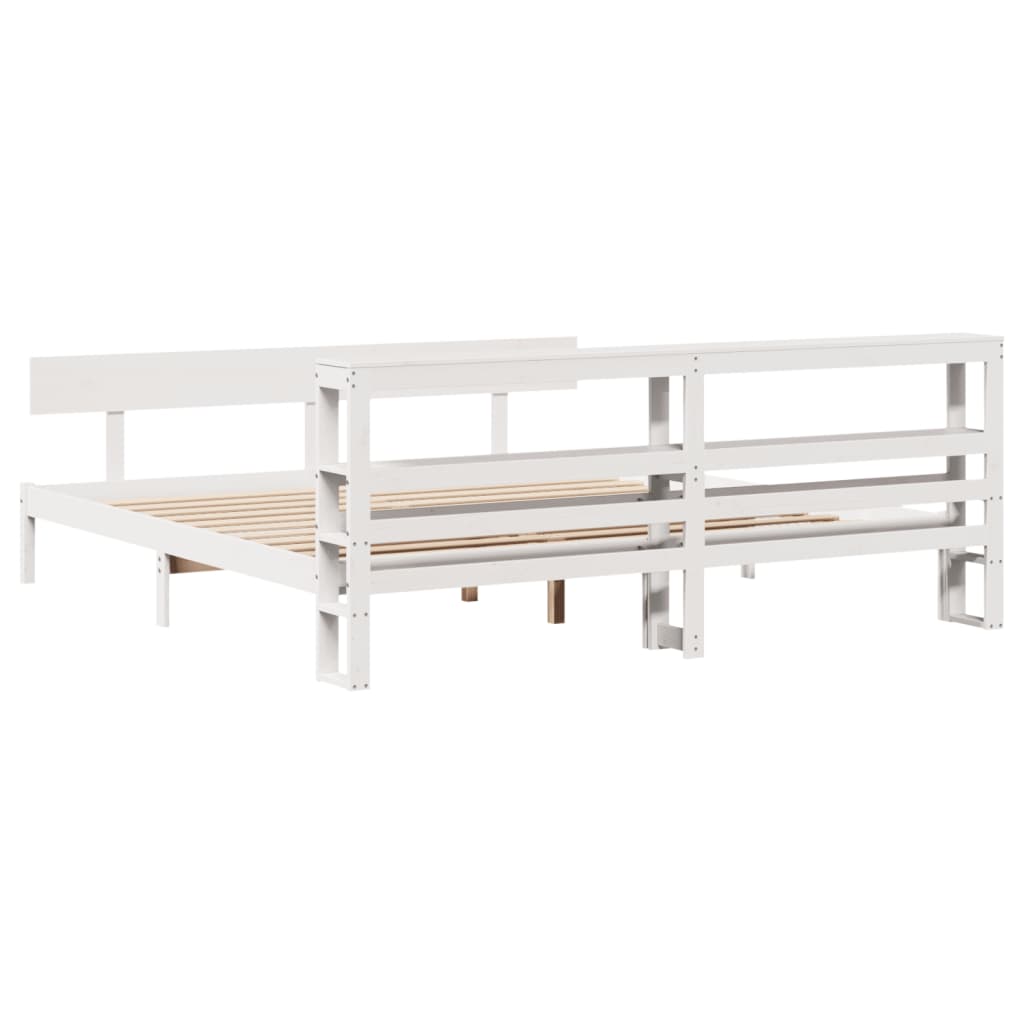 Cadre de lit sans matelas blanc 180x200 cm bois massif de pin - XIOS
