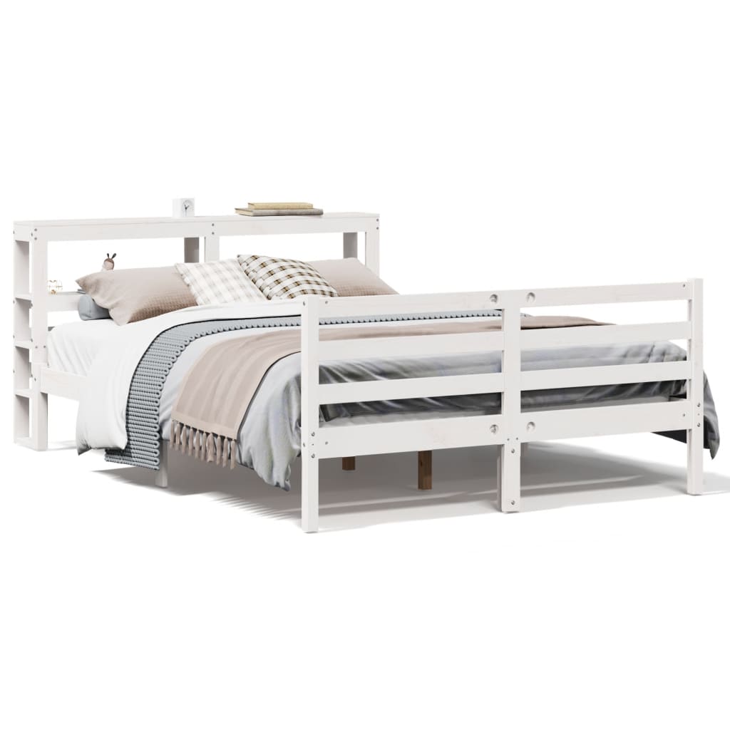 Cadre de lit sans matelas blanc 120x190 cm bois de pin massif - XIOS