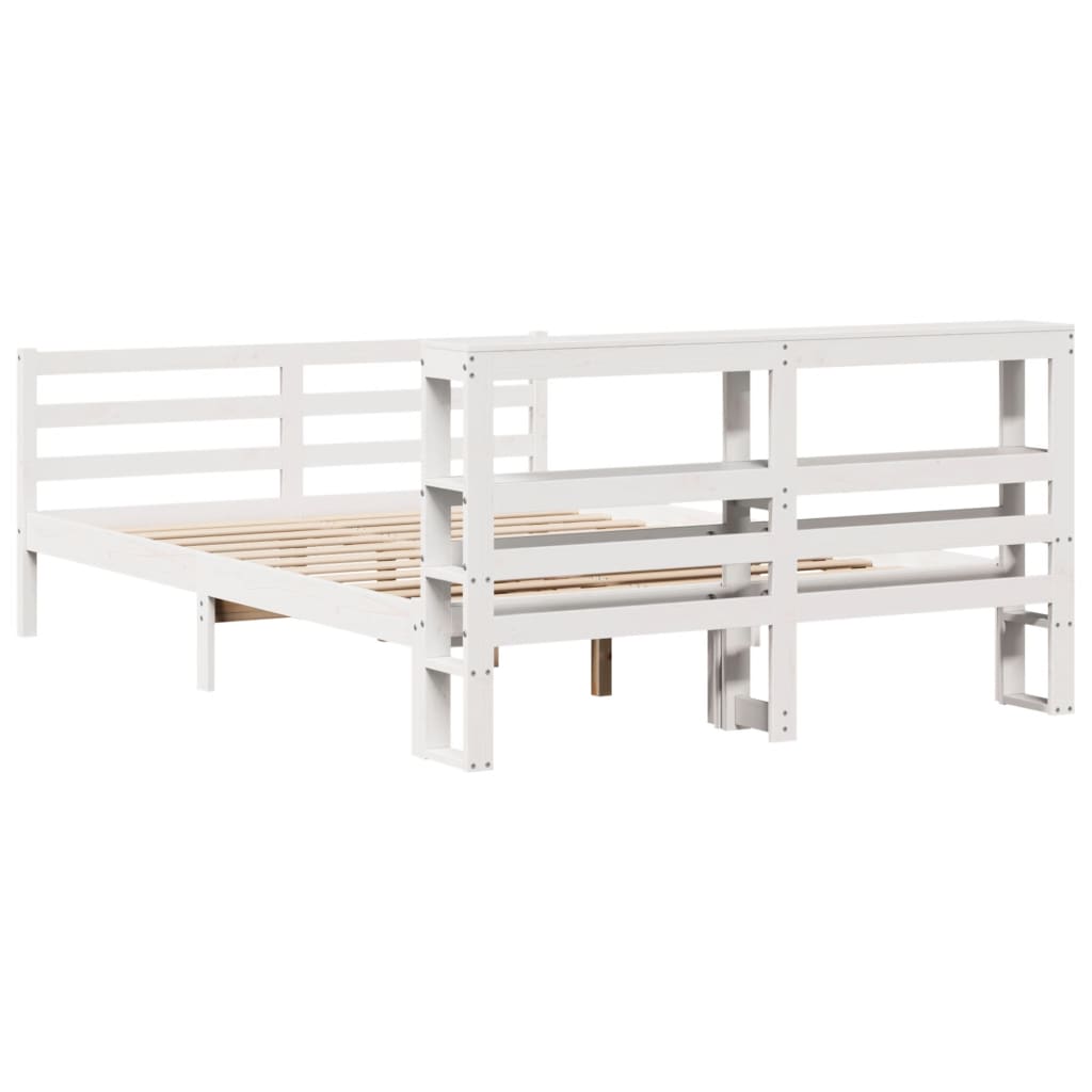 Cadre de lit sans matelas blanc 120x190 cm bois de pin massif - XIOS