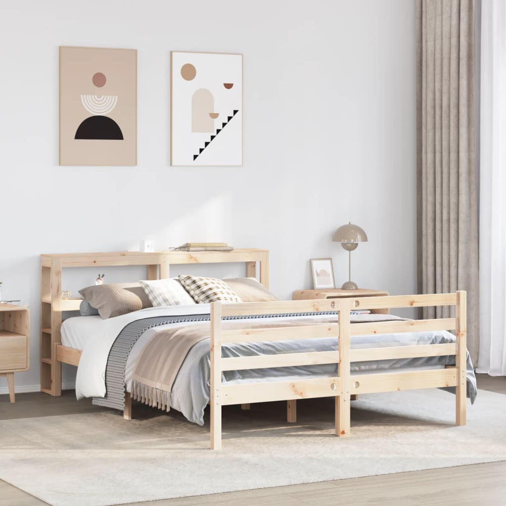Cadre de lit sans matelas 140x190 cm bois de pin massif - XIOS