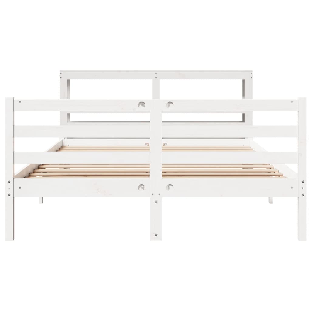 Cadre de lit sans matelas blanc 140x190 cm bois de pin massif - XIOS