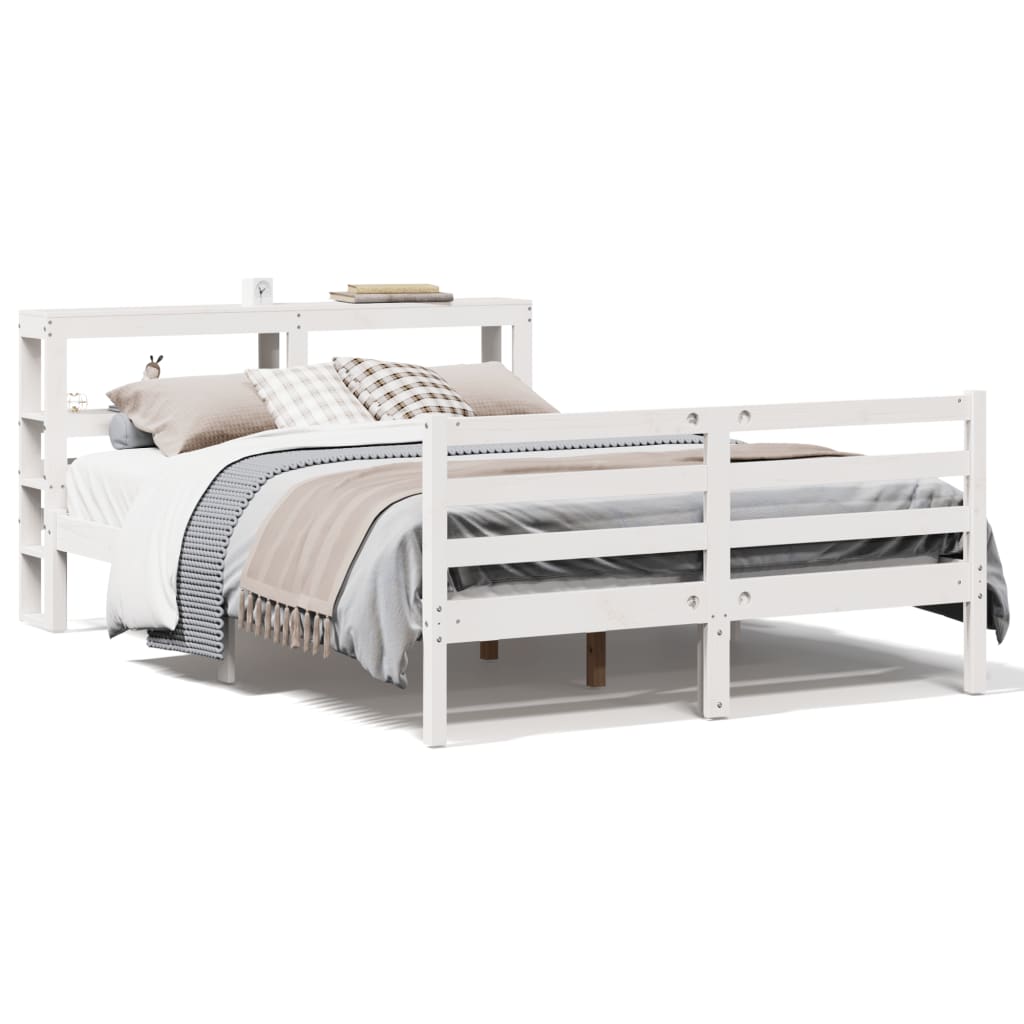 Cadre de lit sans matelas blanc 120x200 cm bois de pin massif - XIOS