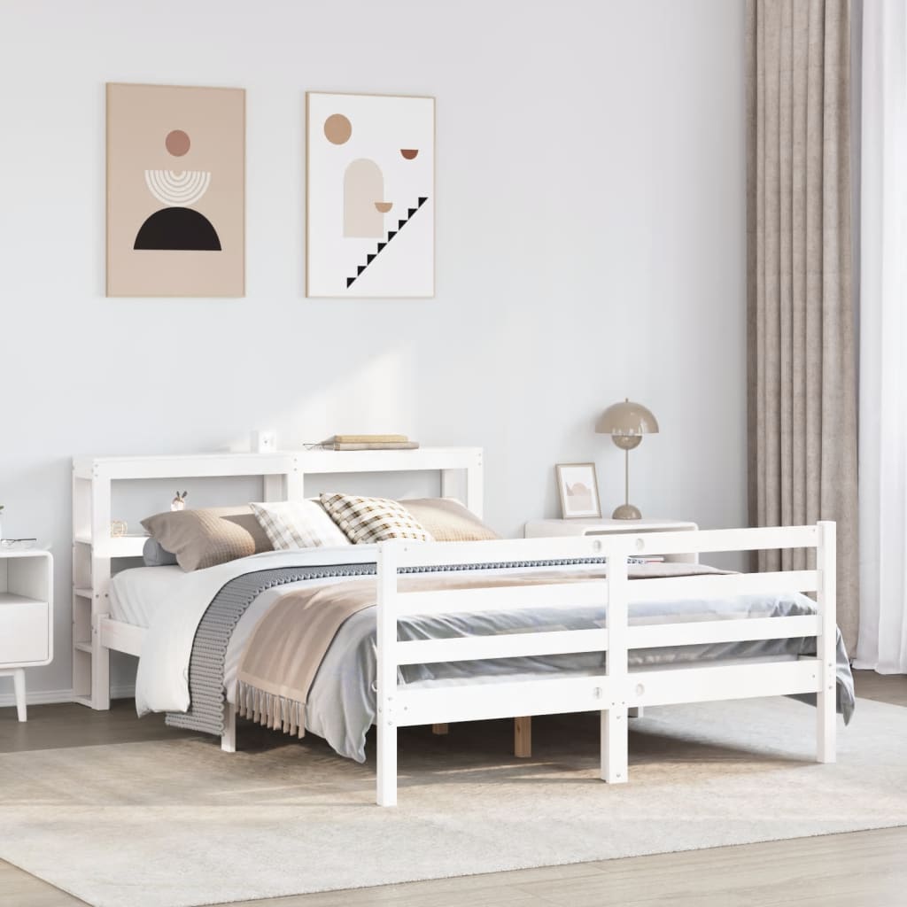 Cadre de lit sans matelas blanc 120x200 cm bois de pin massif - XIOS