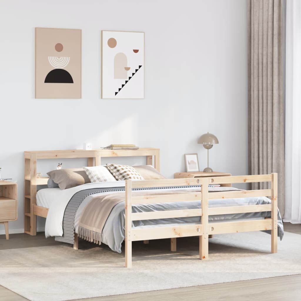 Cadre de lit sans matelas 140x200 cm bois massif de pin - XIOS