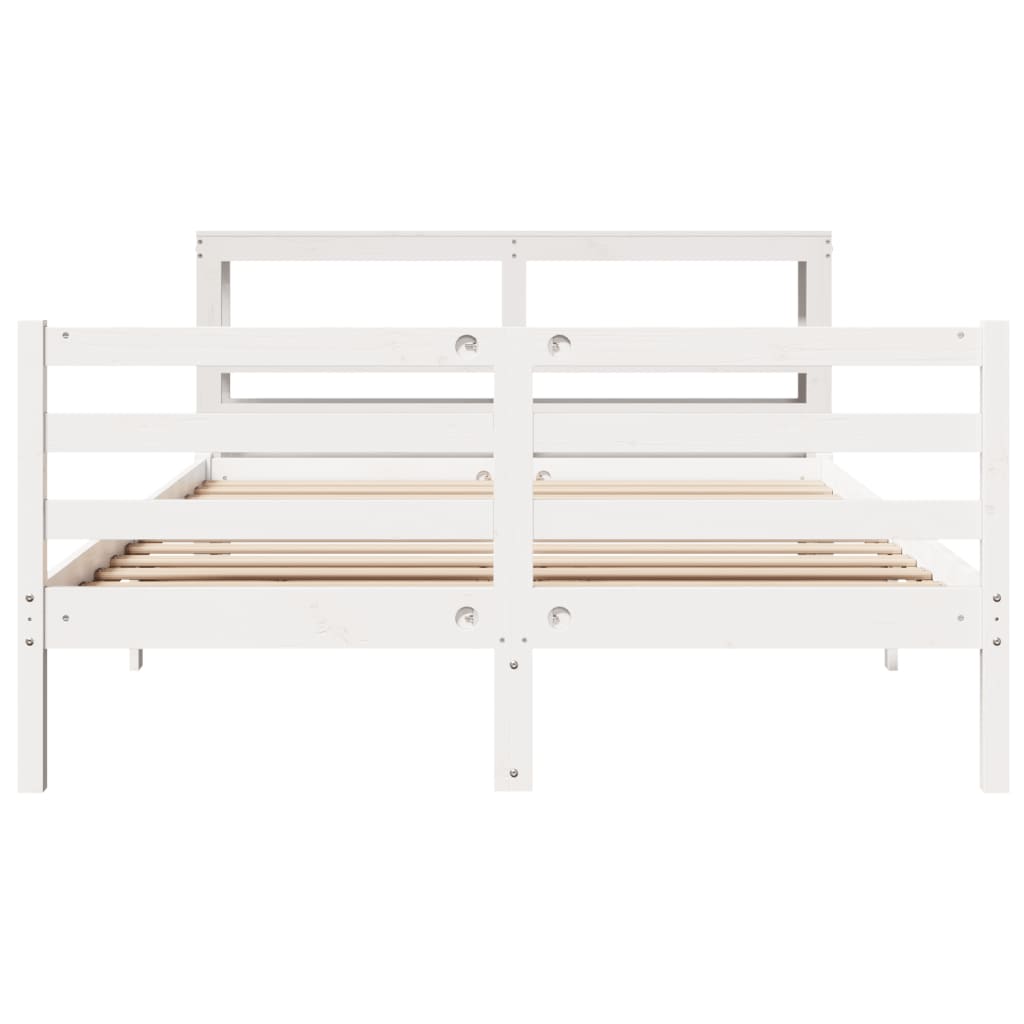 Cadre de lit sans matelas blanc 160x200 cm bois de pin massif - XIOS