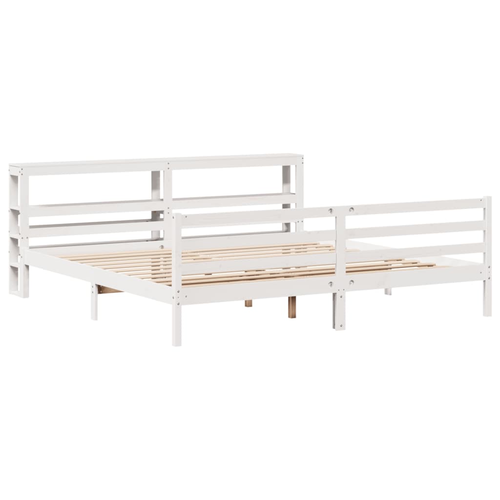 Cadre de lit sans matelas blanc 180x200 cm bois massif de pin - XIOS