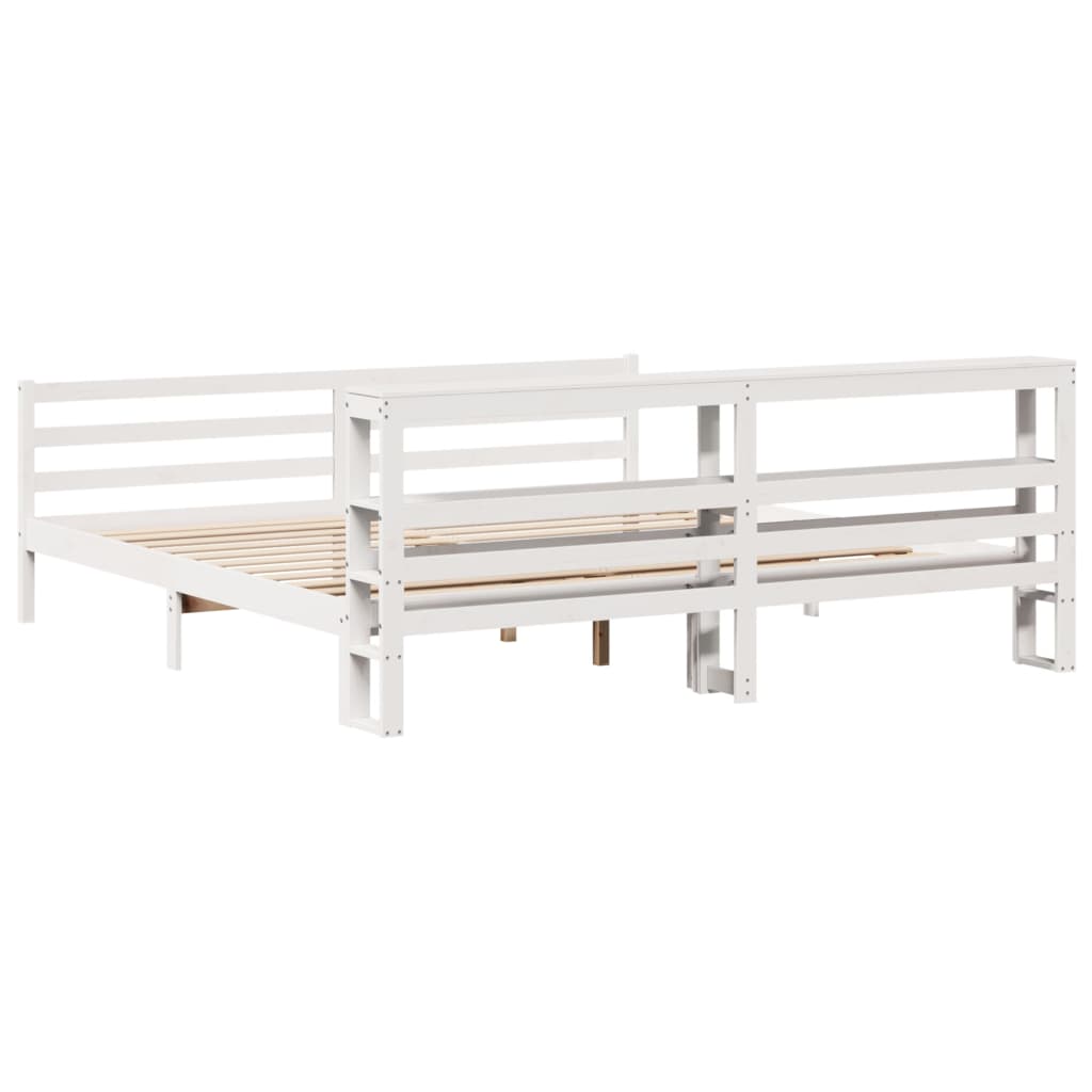 Cadre de lit sans matelas blanc 180x200 cm bois massif de pin - XIOS