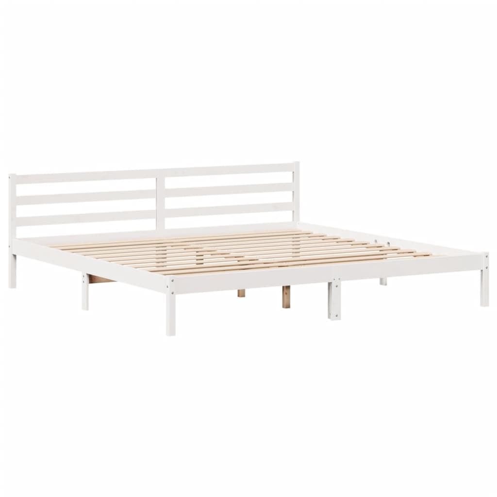 Cadre de lit sans matelas blanc 180x200 cm bois massif de pin - XIOS