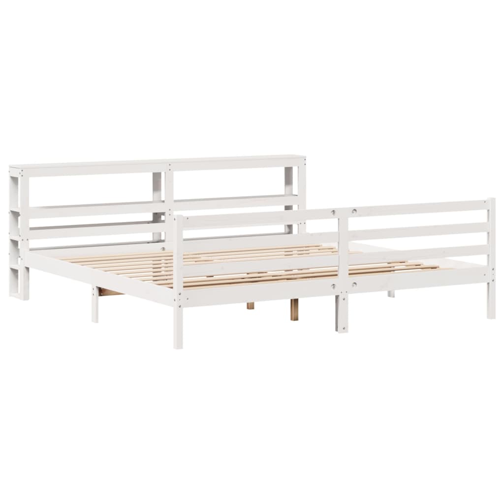 Cadre de lit sans matelas blanc 200x200 cm bois massif de pin - XIOS